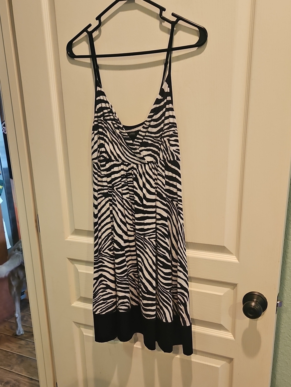 Express Black and White Zebra-Print Spaghetti-Strap Cami Dress